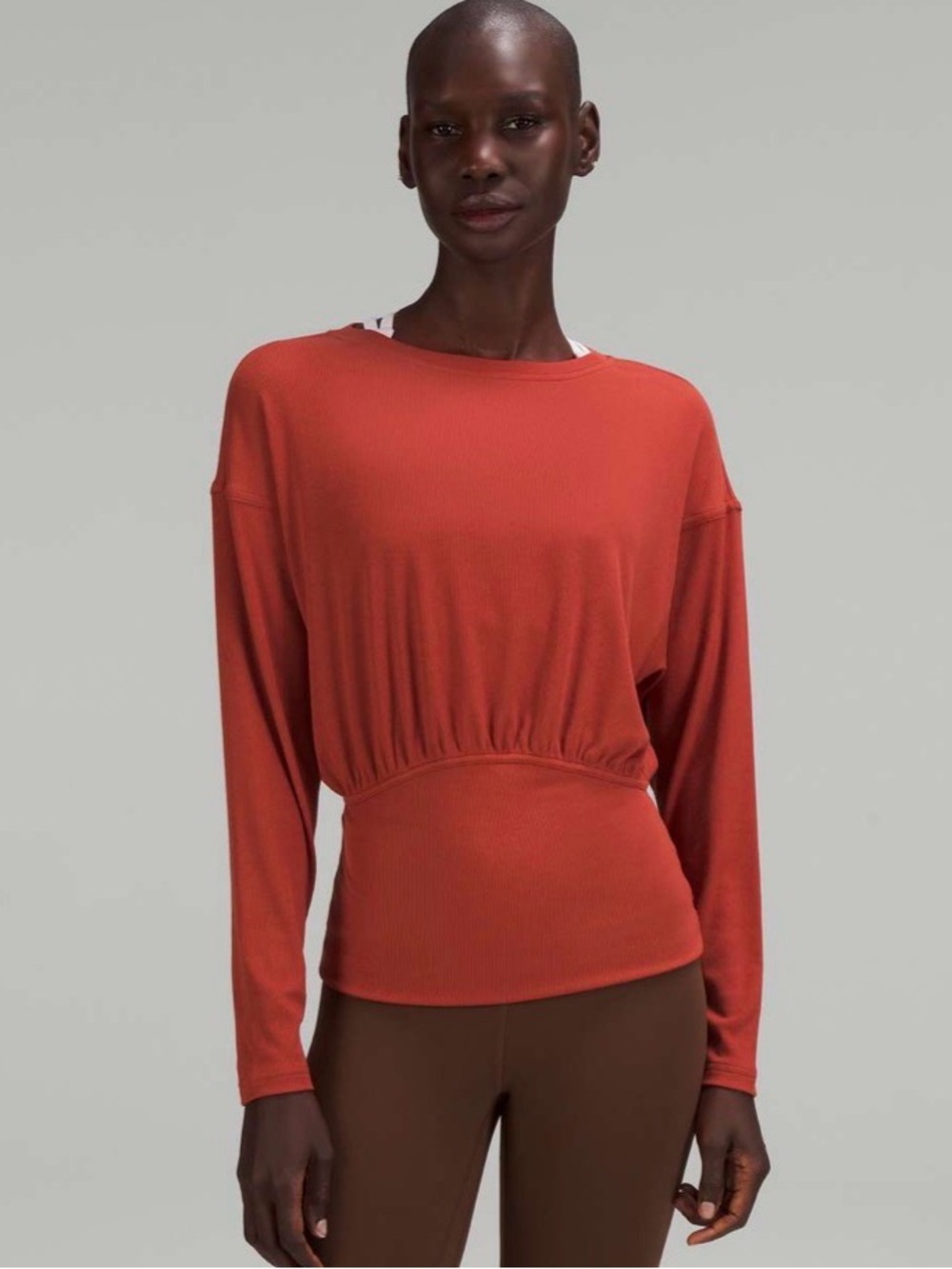 lululemon athletica Rust Orange Long-Sleeve Cinched-Waist Top